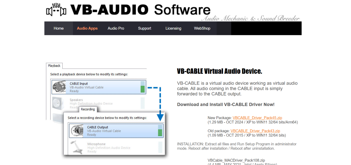 Installing the VB-Cable driver