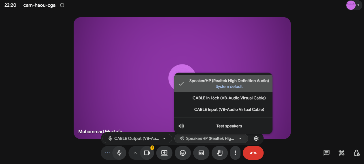 Keeping the meeting app speaker on your normal headphones